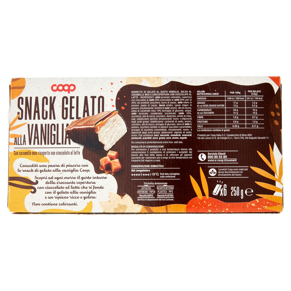 GELATO SNACK ALLA VANIGLIA COOP 6PZ G 250 - 1