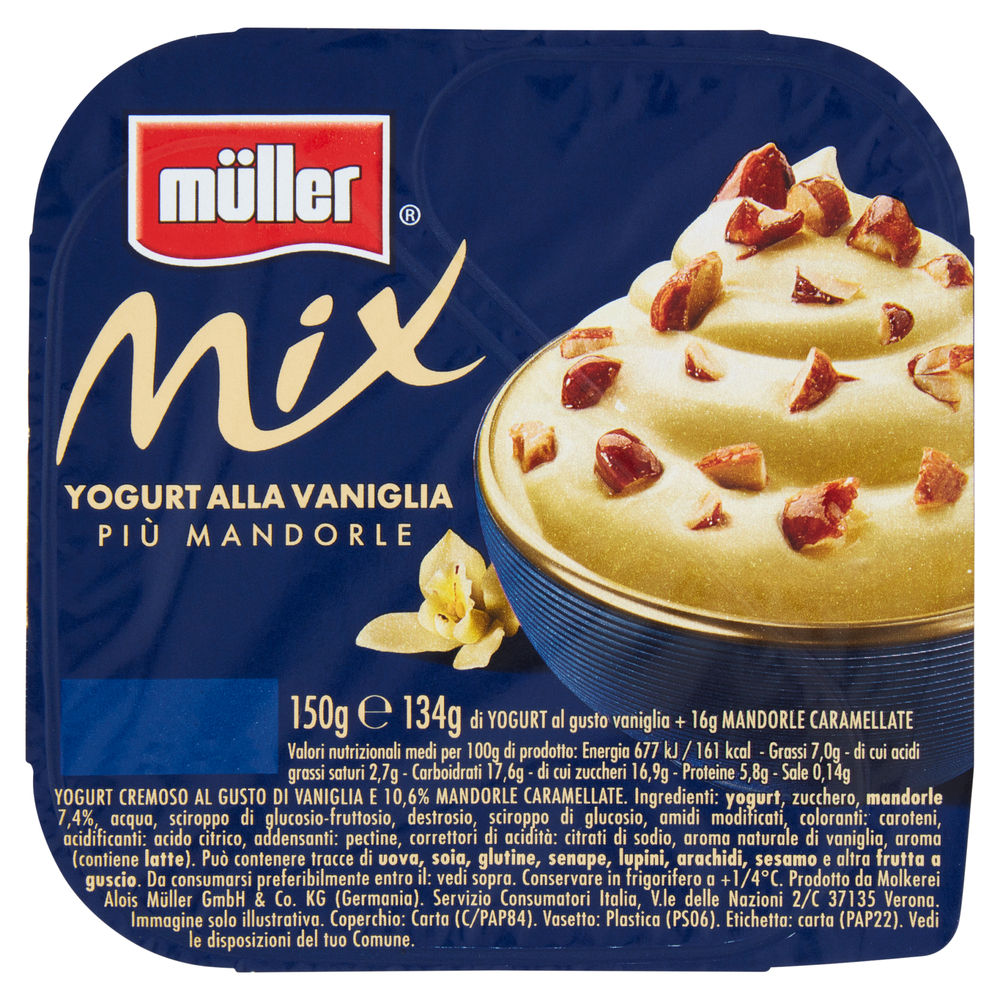 CREMA DI YOGURT MIX MULLER VANIGLIA+MANDORLE CARAMELLATE 150 G - 0