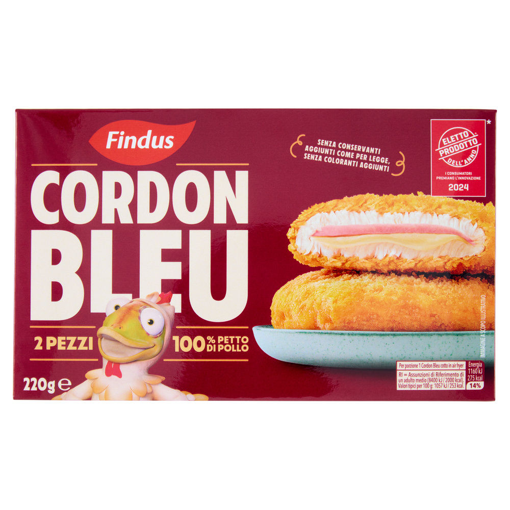 Delizie di pollo cordon bleu findus x2 scatola 220g