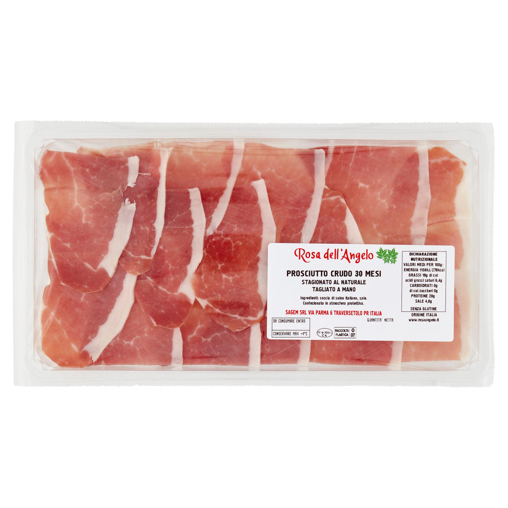 PROSCIUTTO CRUDO 30M TAGLIATO A MANO ROSA DELL'ANGELO G 100 CA - 0