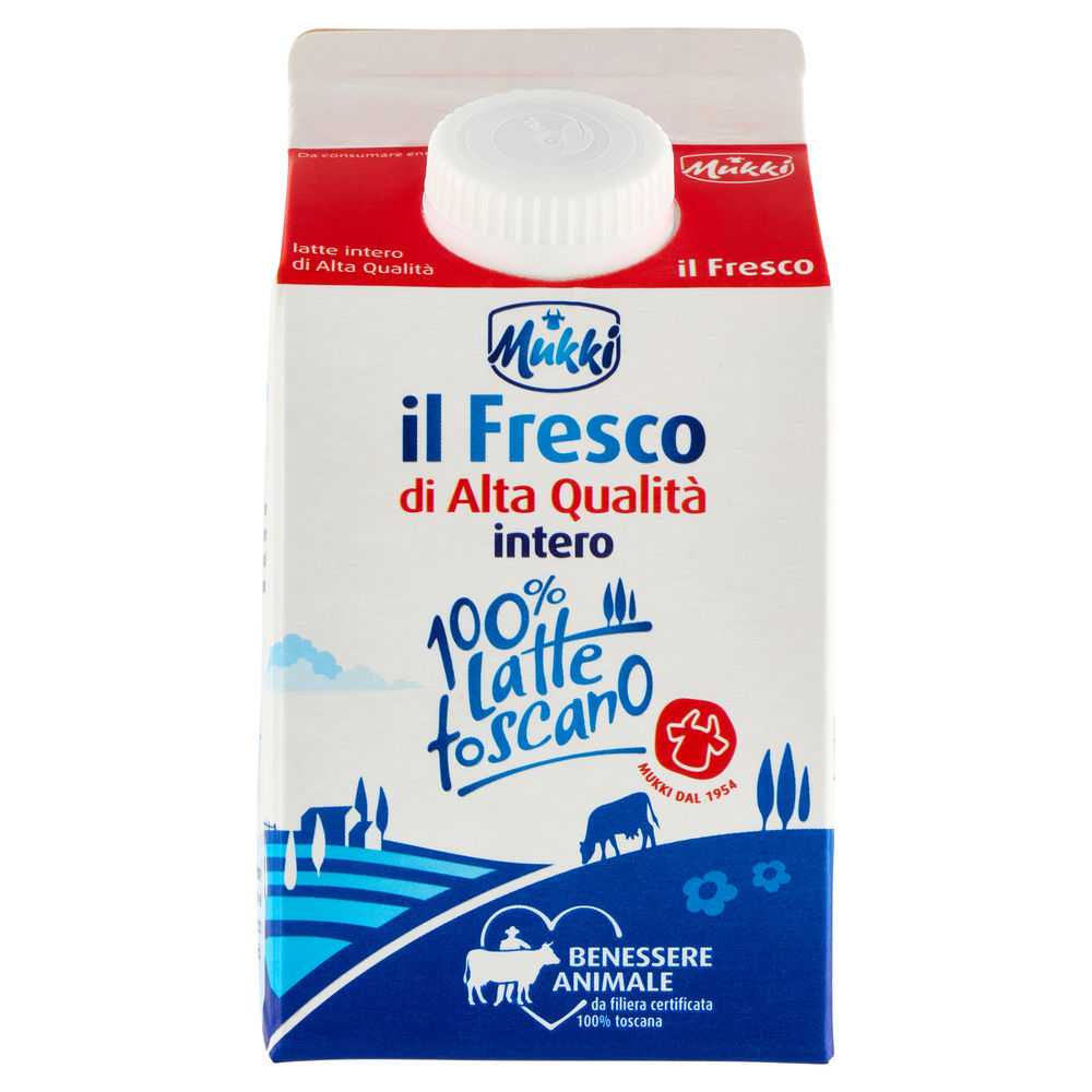 LATTE FRESCO INTERO ALTA QUALITA' MUKKI 100% TOSCANO TETRA TOP 500 ML - 0