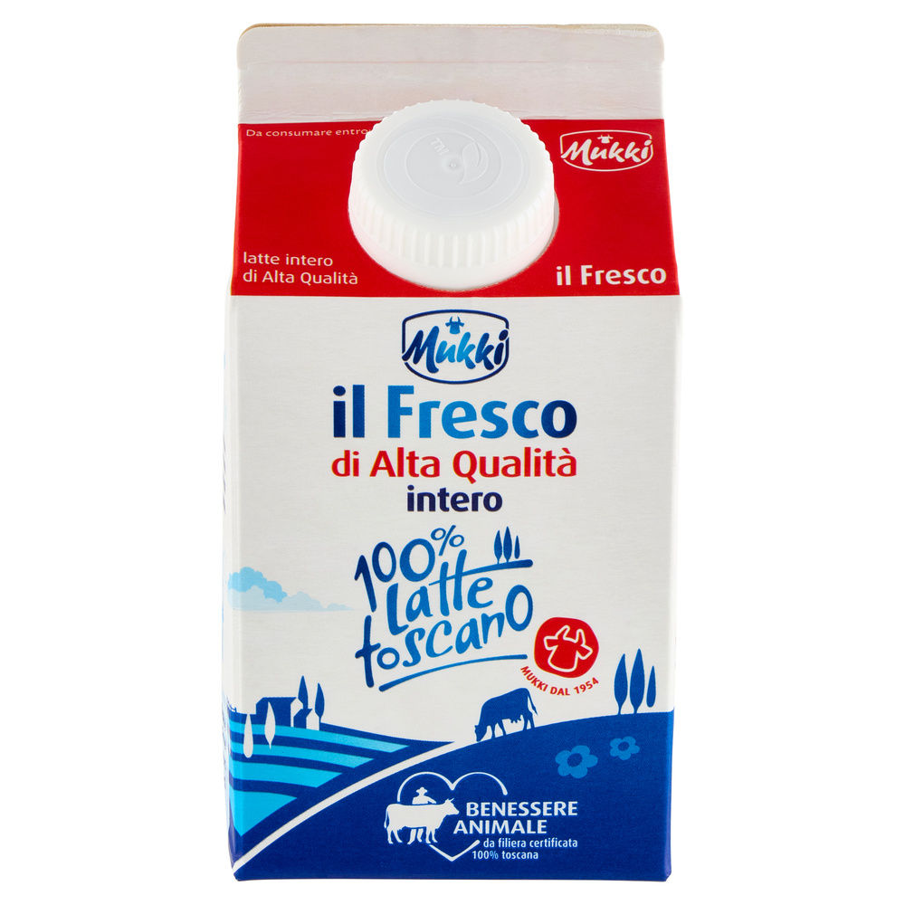 LATTE FRESCO INTERO ALTA QUALITA' MUKKI 100% TOSCANO TETRA TOP 500 ML - 7