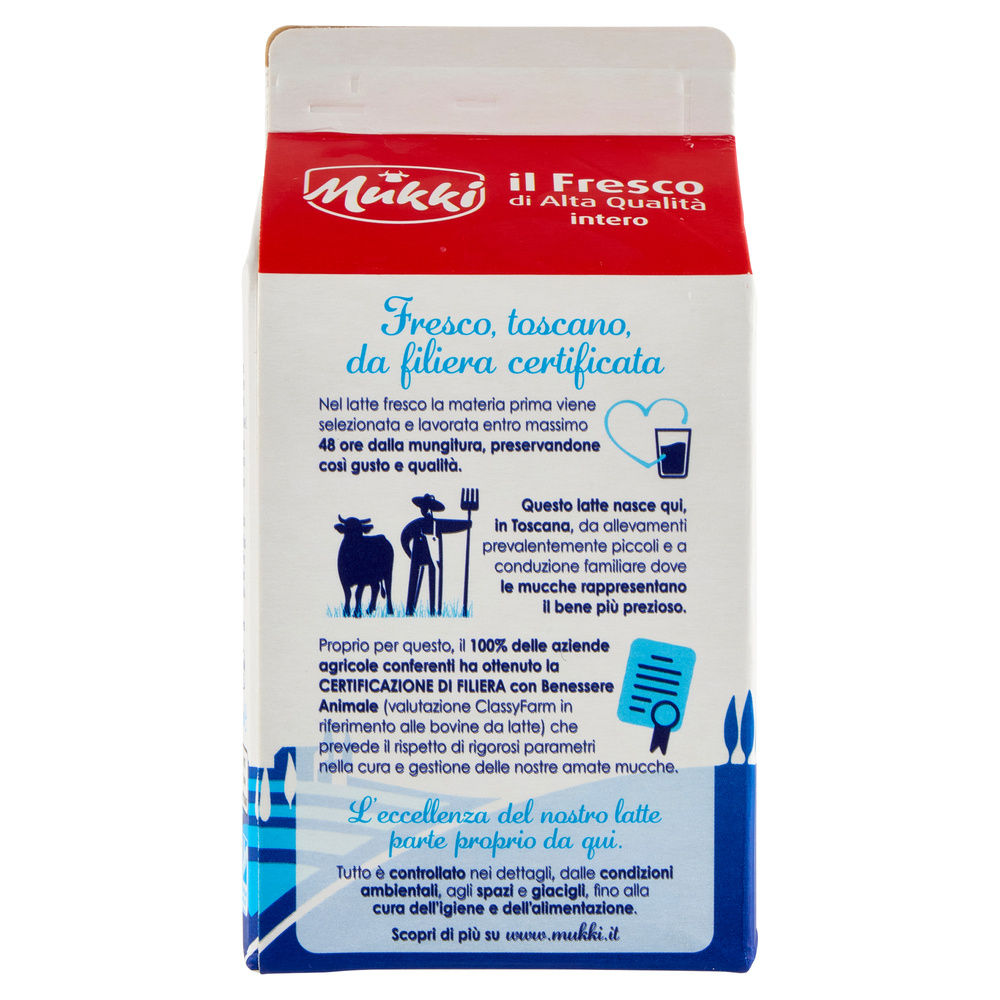 LATTE FRESCO INTERO ALTA QUALITA' MUKKI 100% TOSCANO TETRA TOP 500 ML - 1