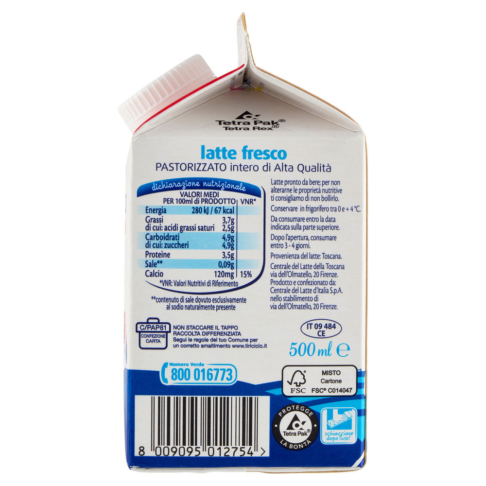 LATTE FRESCO INTERO ALTA QUALITA' MUKKI 100% TOSCANO TETRA TOP 500 ML - 4