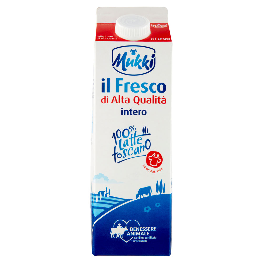 LATTE FRESCO INTERO ALTA QUALITA' MUKKI 100% TOSCANO TETRA TOP 1 L - 0
