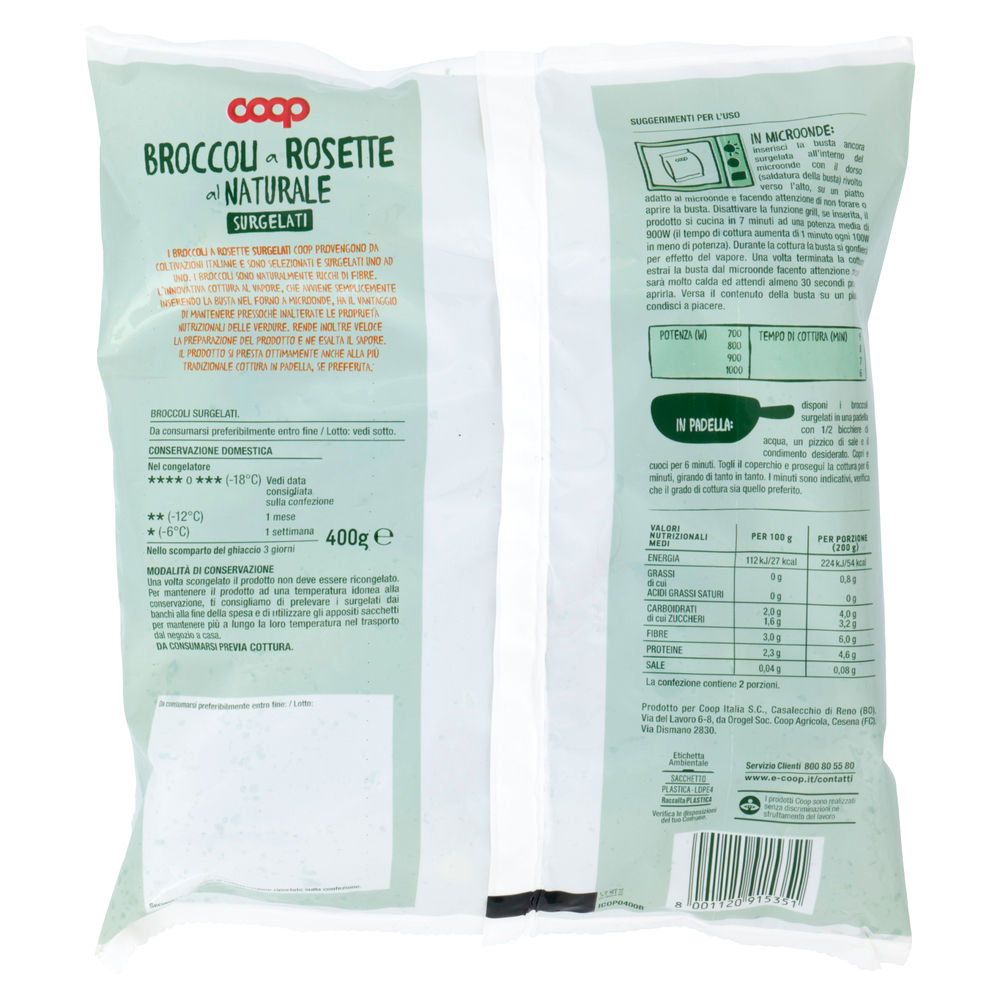 BROCCOLI A ROSETTE AL NATURALE COOP MICROONDE/PADELLA BUSTA GR 400 - 1