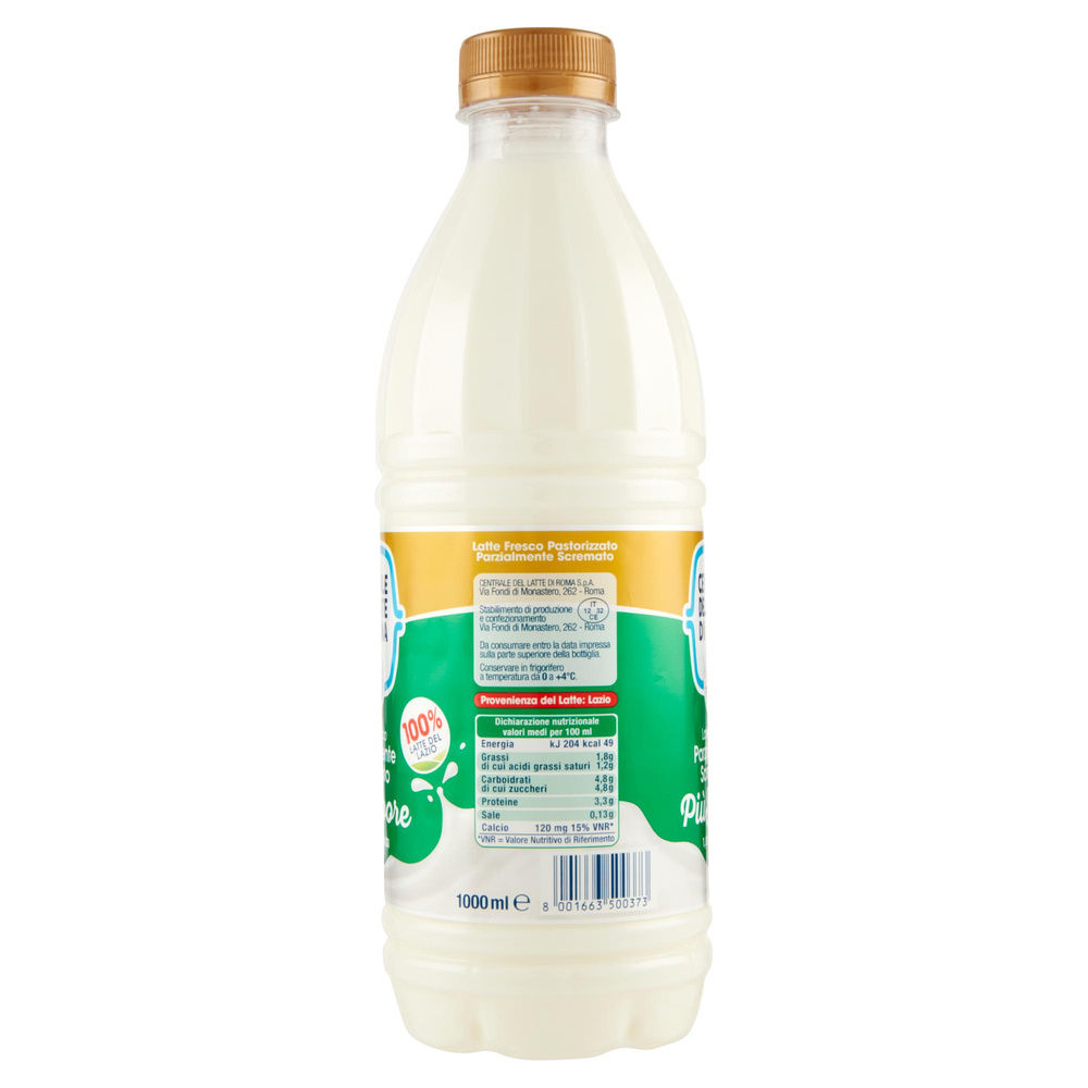 LATTE FRESCO PARZIAL. SCREMATO GRAN SAPORE BOTTIGL1LT CENTRALE DEL LATTE DI ROMA - 4