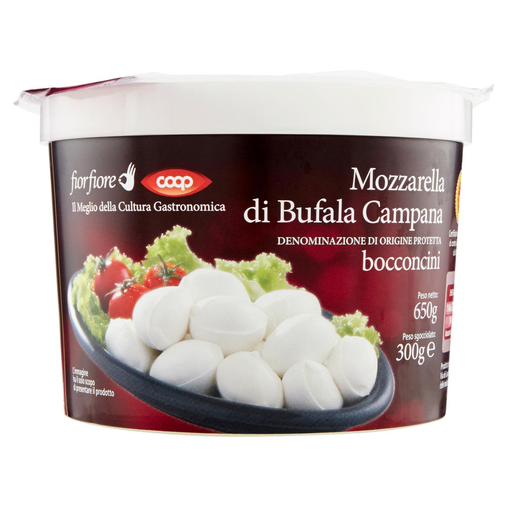 MOZZARELLA BUFALA CAMPANA DOP BOCCONCINI FIOR FIORE COOP 640 G SGOCC. 300 G - 0