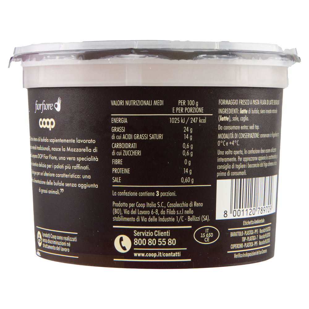MOZZARELLA BUFALA CAMPANA DOP BOCCONCINI FIOR FIORE COOP 640 G SGOCC. 300 G - 3
