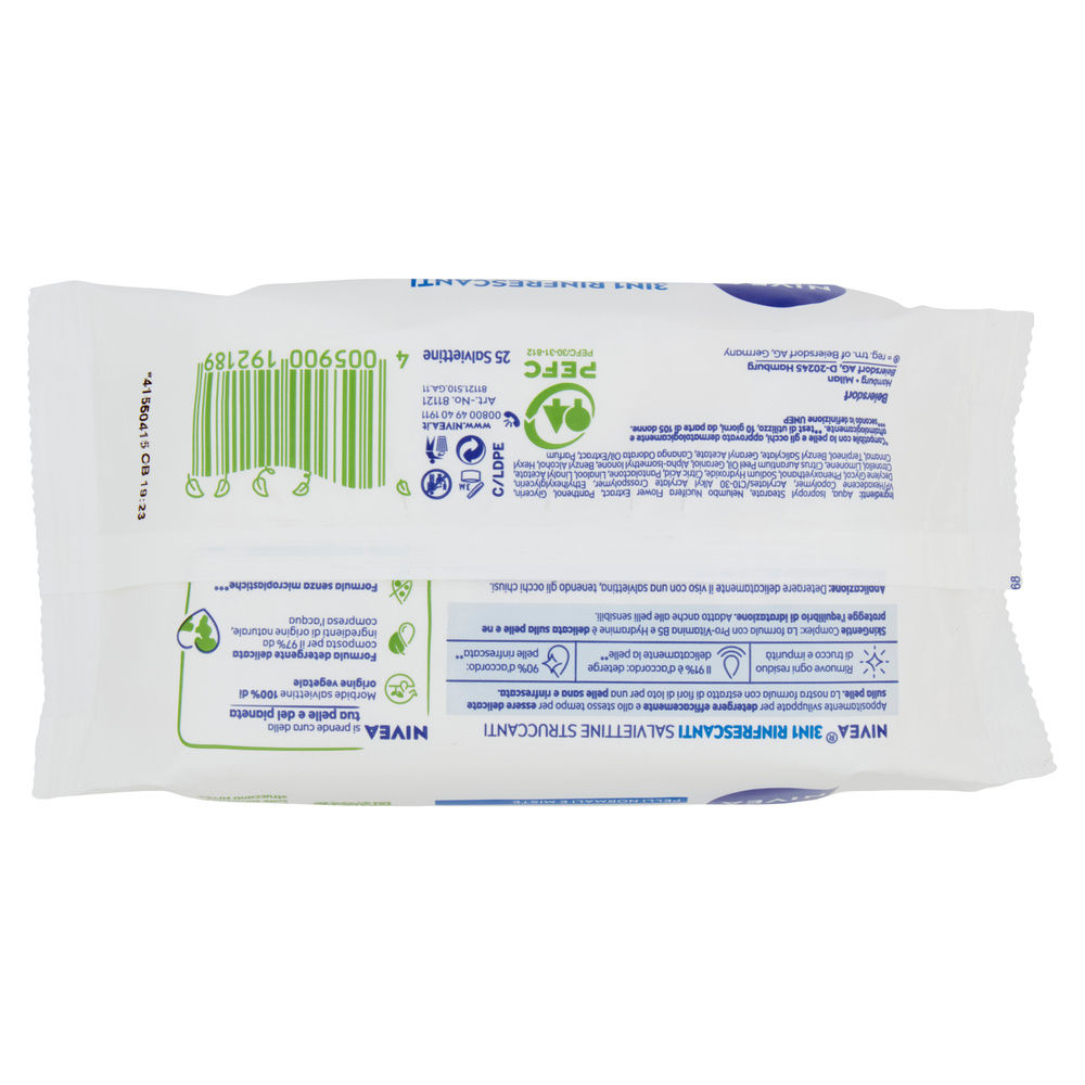SALVIETTE STRUCCANTI RINFRESCANTI NIVEA PEZZI 25 - 1