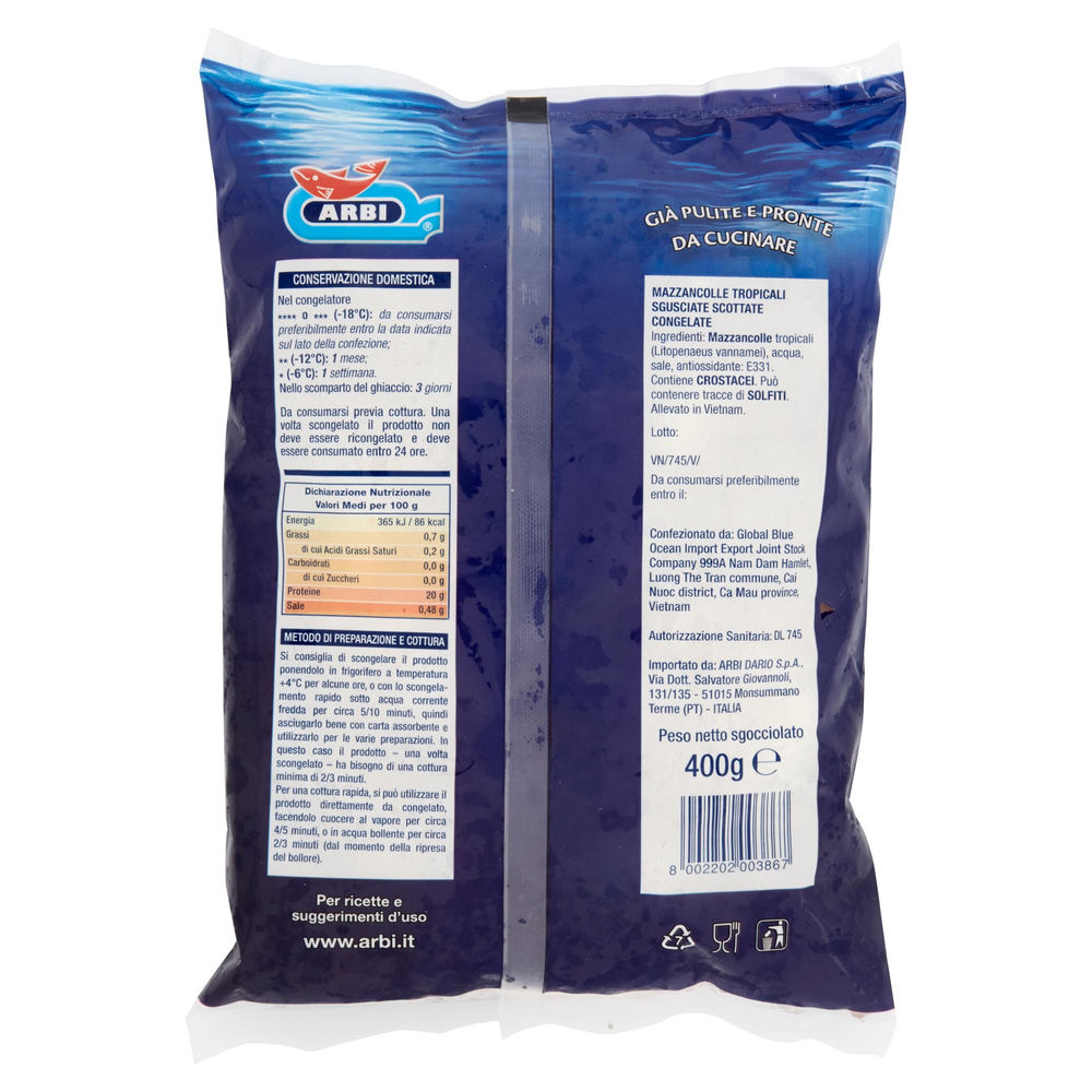 MAZZANCOLLE TROPICALI SGUSCIATI ARBI BUSTA G 400 - 1