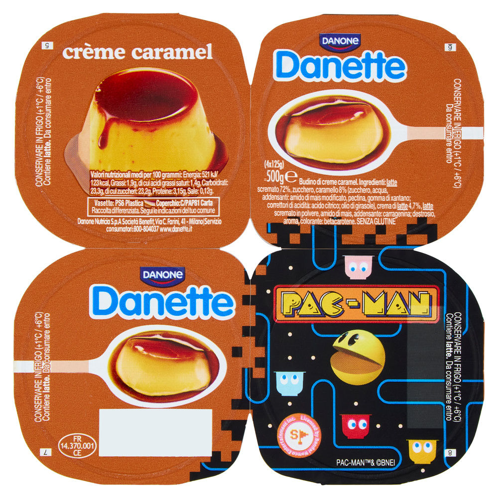 Budino danette danone creme caramel 4x125 g