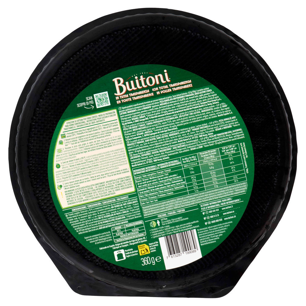 PIZZA MARGHERITA SENZA GLUTINE/SENZA LATTOSIO FORNO DI PIETRA BUITONI VASCH G360 - 1