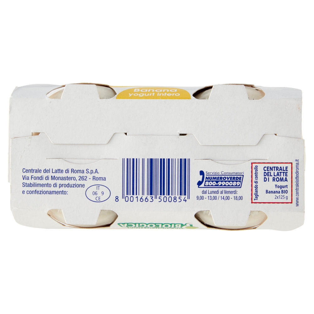 YOGURT INTERO BANANA BIO CENTRALE DEL LATTE ROMA SPA 2X125G - 7