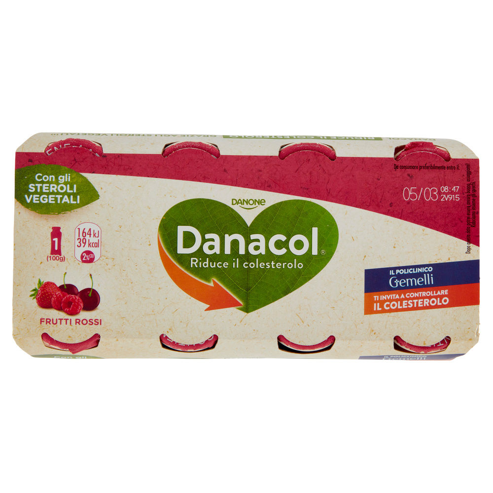 DANACOL DANONE ANTICOLESTEROLO FRUTTI ROSSI BTG 8X100G - 4