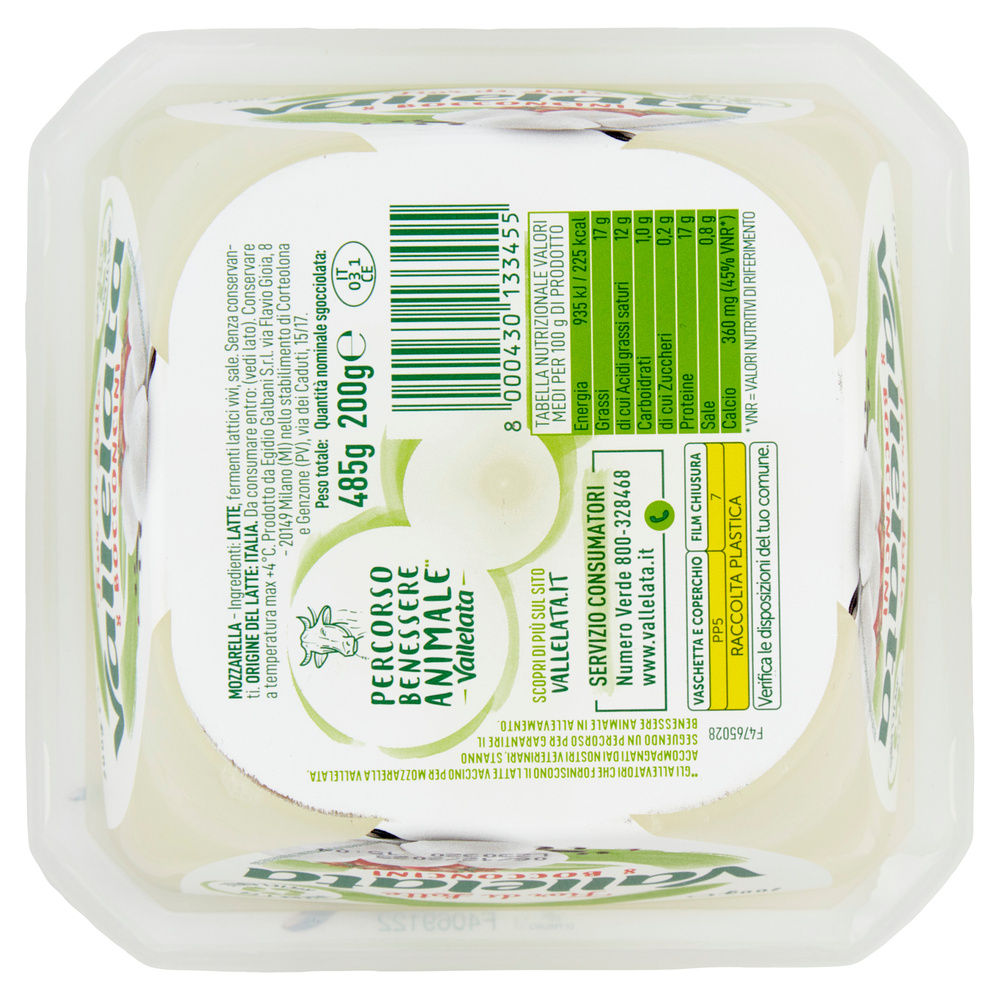 MOZZARELLA VALLELATA BOCCONCINI GALBANI VASCHETTA 485 G SGOCC. 8X25 G - 6