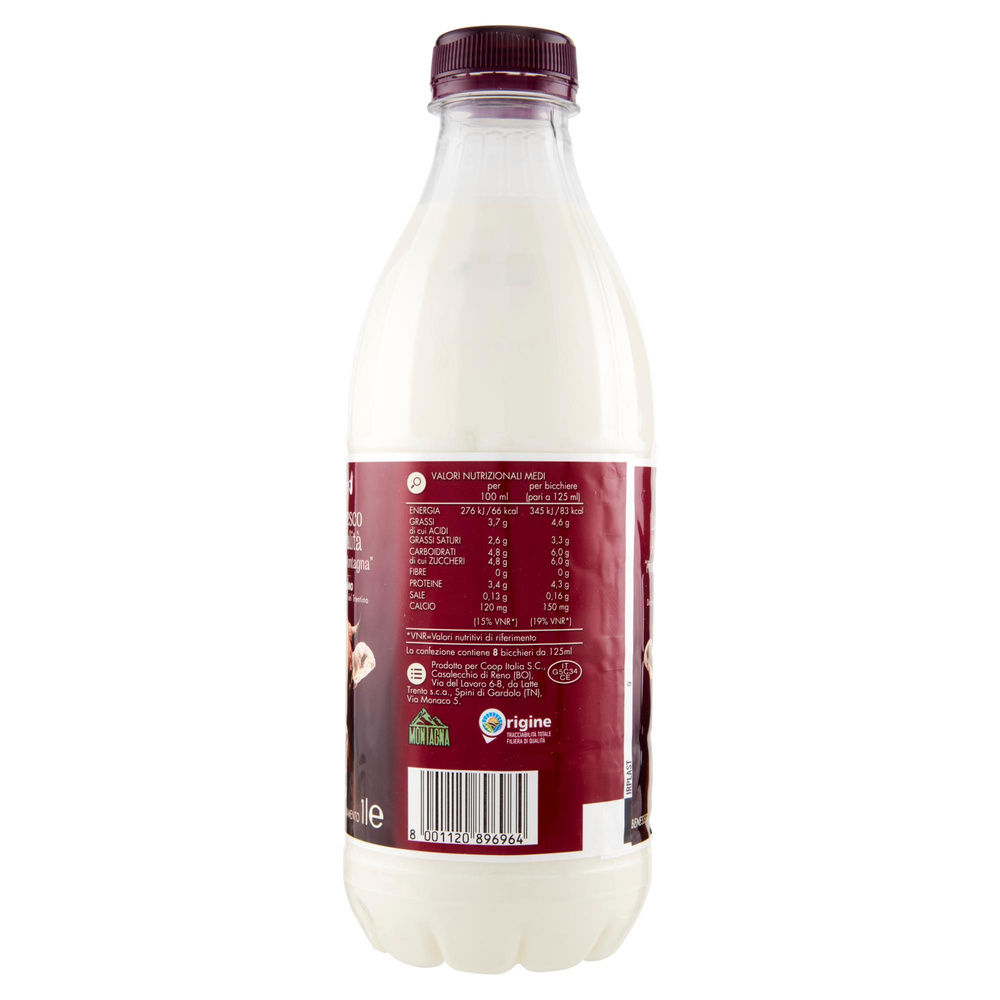 LATTE FRESCO DI MONTAGNA ALTA QUALITA' FIOR FIORE COOP BTG PET L 1 - 7