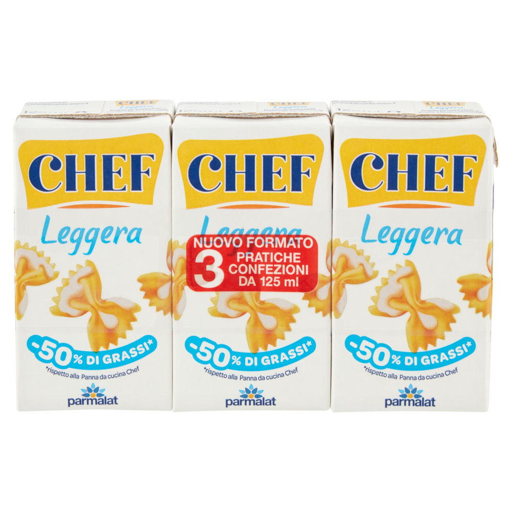 PANNA LEGGERA UHT DA CUCINA CHEF PARMALAT BRICK 3X125 ML - 6
