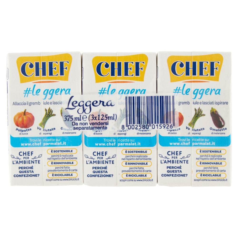 PANNA LEGGERA UHT DA CUCINA CHEF PARMALAT BRICK 3X125 ML - 1