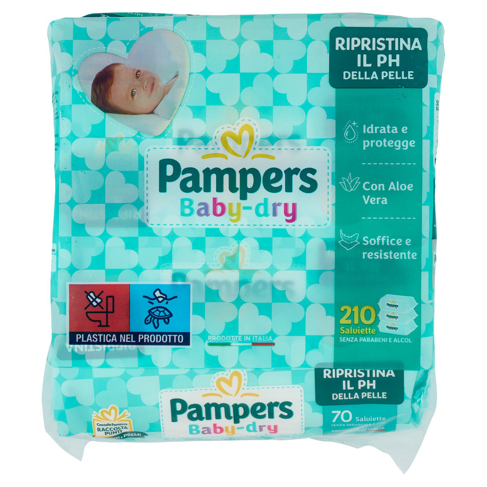 SALVIETTE BABY PAMPERS BABY DRY PZ 170+40 GRATIS O/S - 3