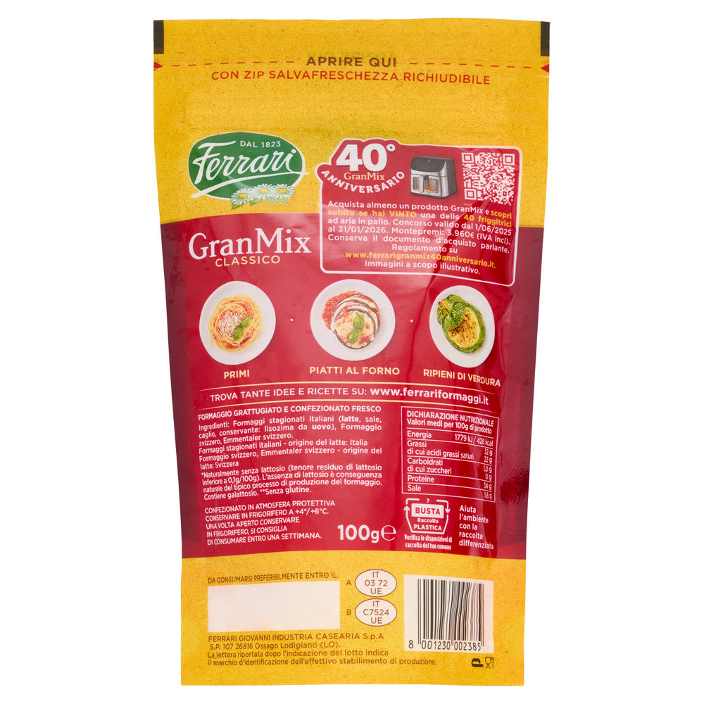 FORMAGGIO GRATTUGIATO GRANMIX FERRARI BUSTA 100 G - 12