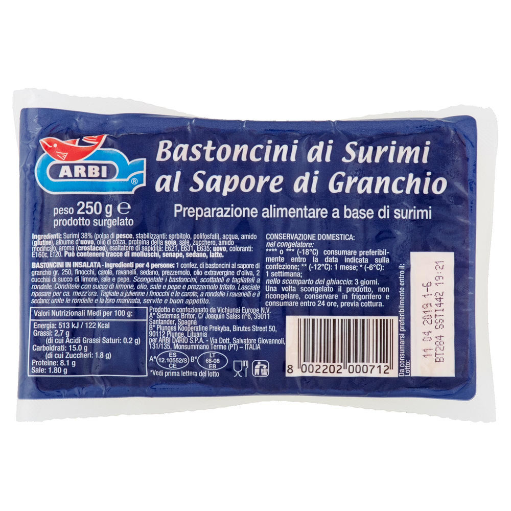 BASTONCINI DI SURIMI AL SAPORE DI GRANCHIO ARBI SOTTOVUOTO G 250 - 6