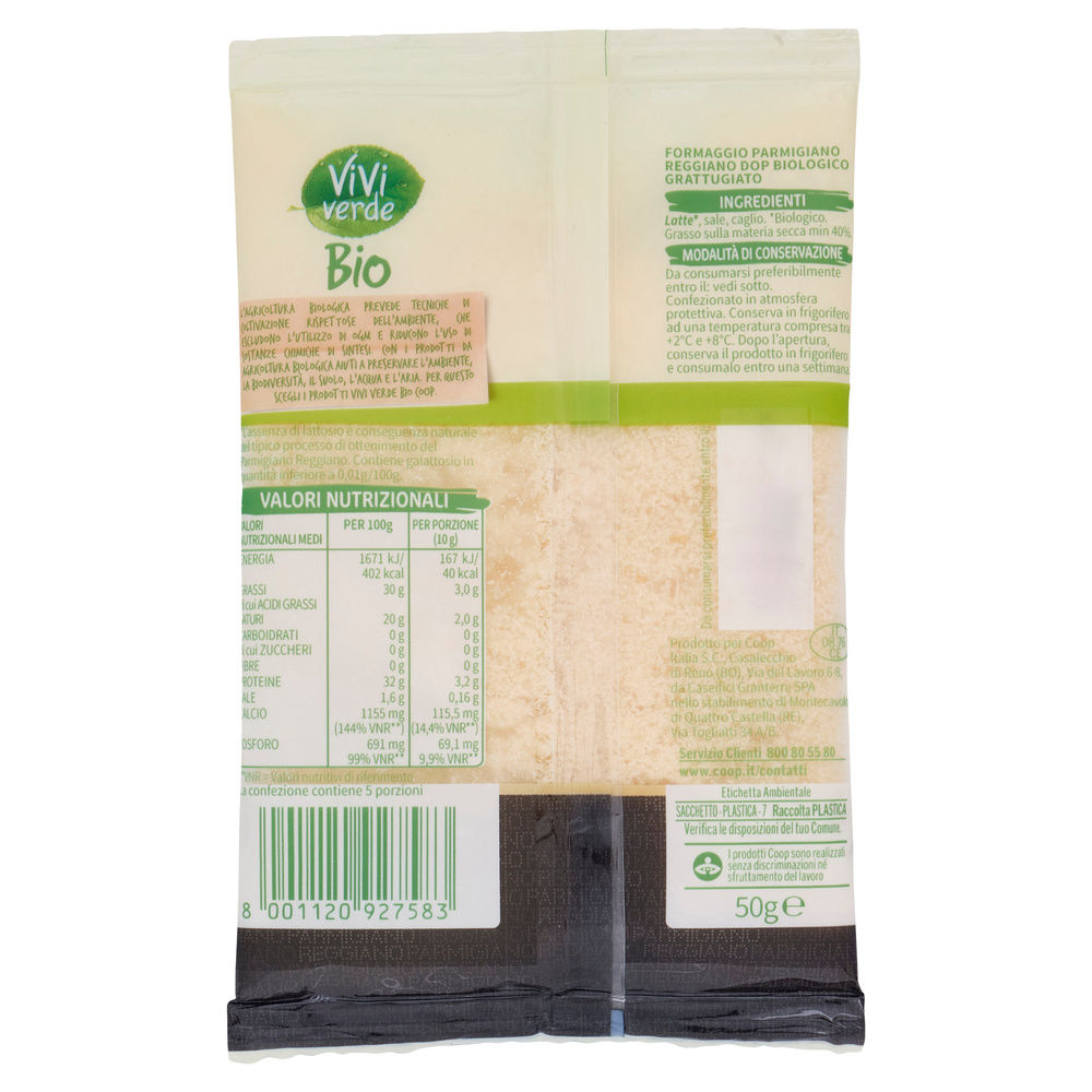 PARMIGIANO REGGIANO DOP BIOLOGICO GRATTUGIATO COOP VIVERDE G 50 - 1