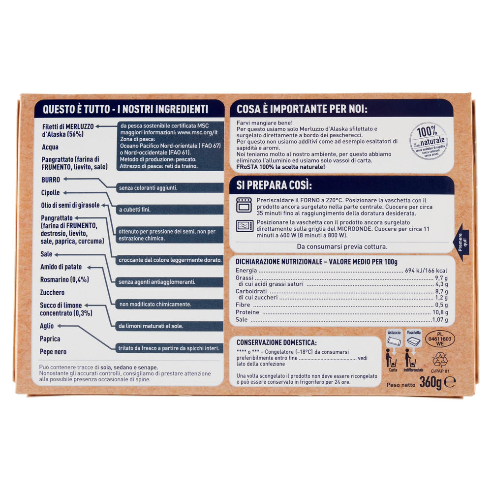 MERLUZZO GRATINATO CON ROSMARINO E LIMONE FROSTA SCATOLA G 360 - 1