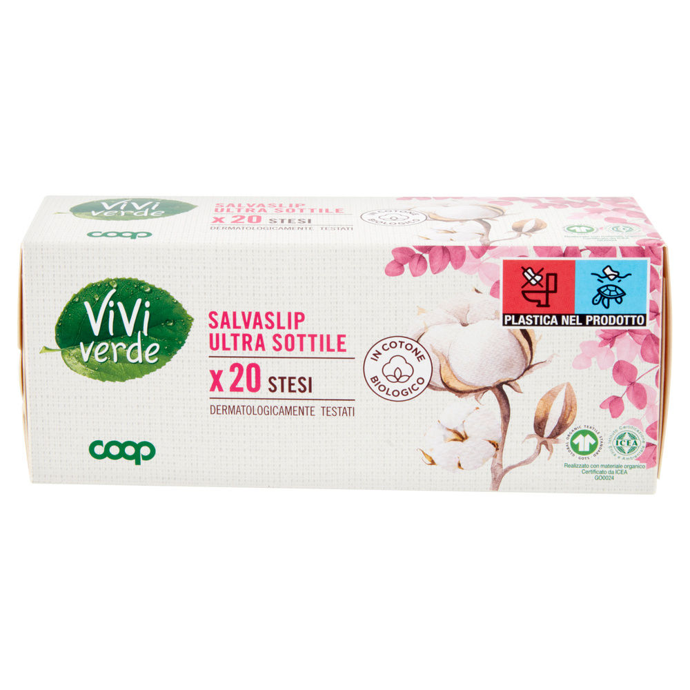 SALVASLIP ULTRA SOTTILI COTONE BIO STESI VIVI VERDE COOP PZ.20 - 3