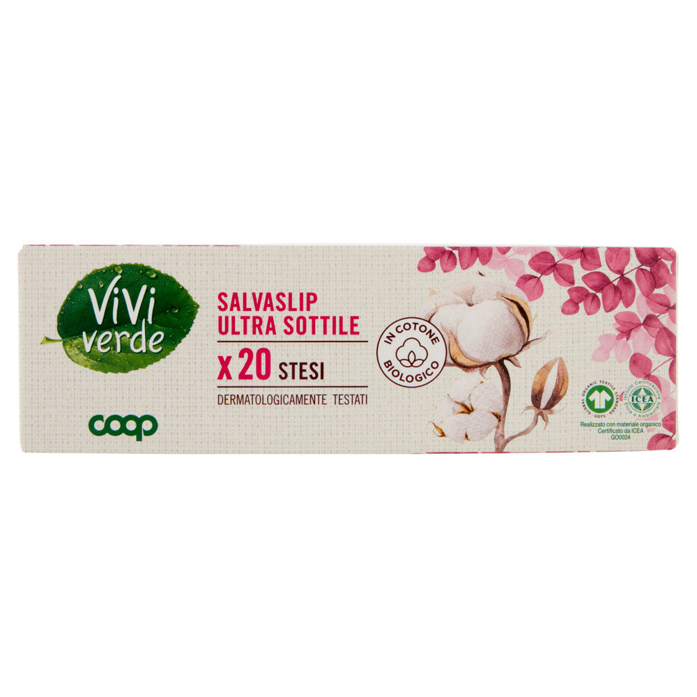 SALVASLIP ULTRA SOTTILI COTONE BIO STESI VIVI VERDE COOP PZ.20 - 6