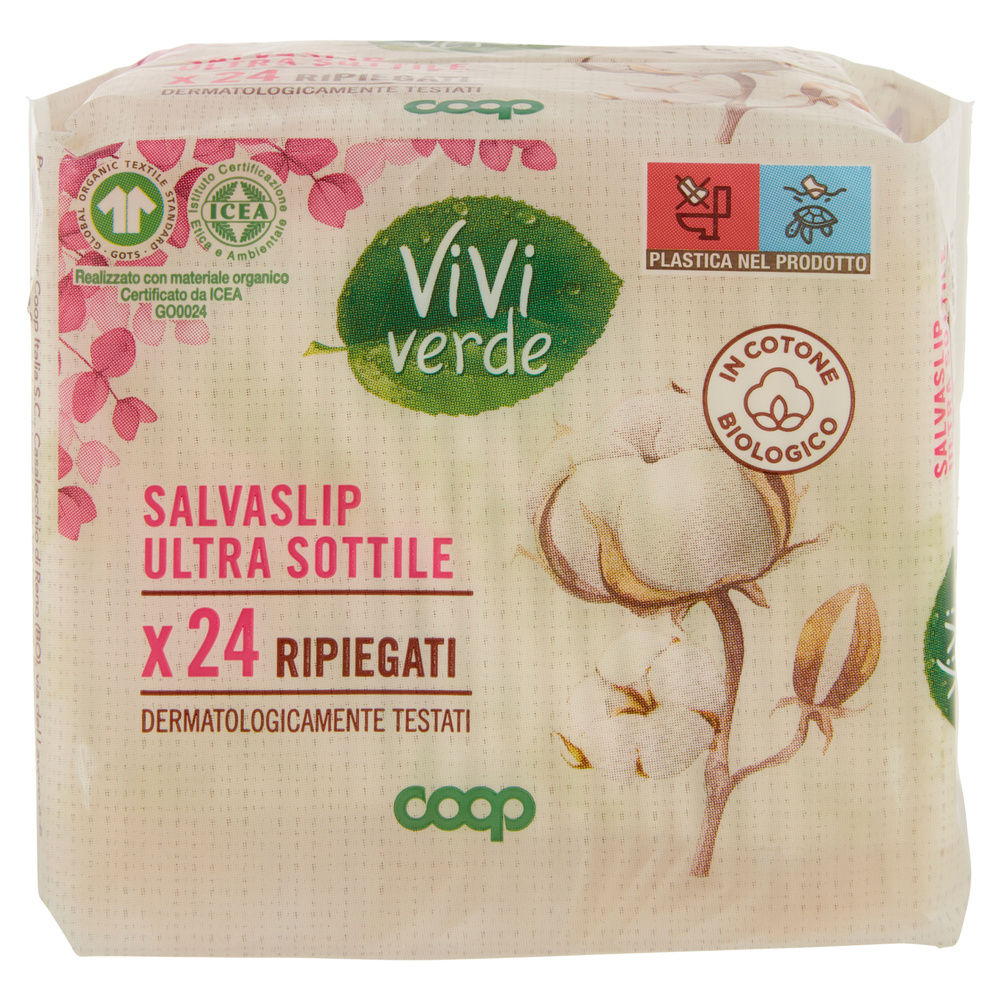 SALVASLIP ULTRA SOTTILE COTONE BIO RIPIEGATI VIVI VERDE COOP PZ.24 - 2