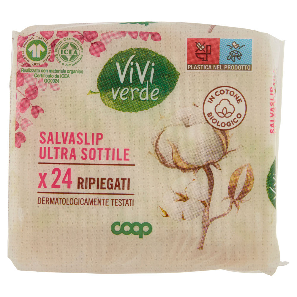 SALVASLIP ULTRA SOTTILE COTONE BIO RIPIEGATI VIVI VERDE COOP PZ.24 - 4