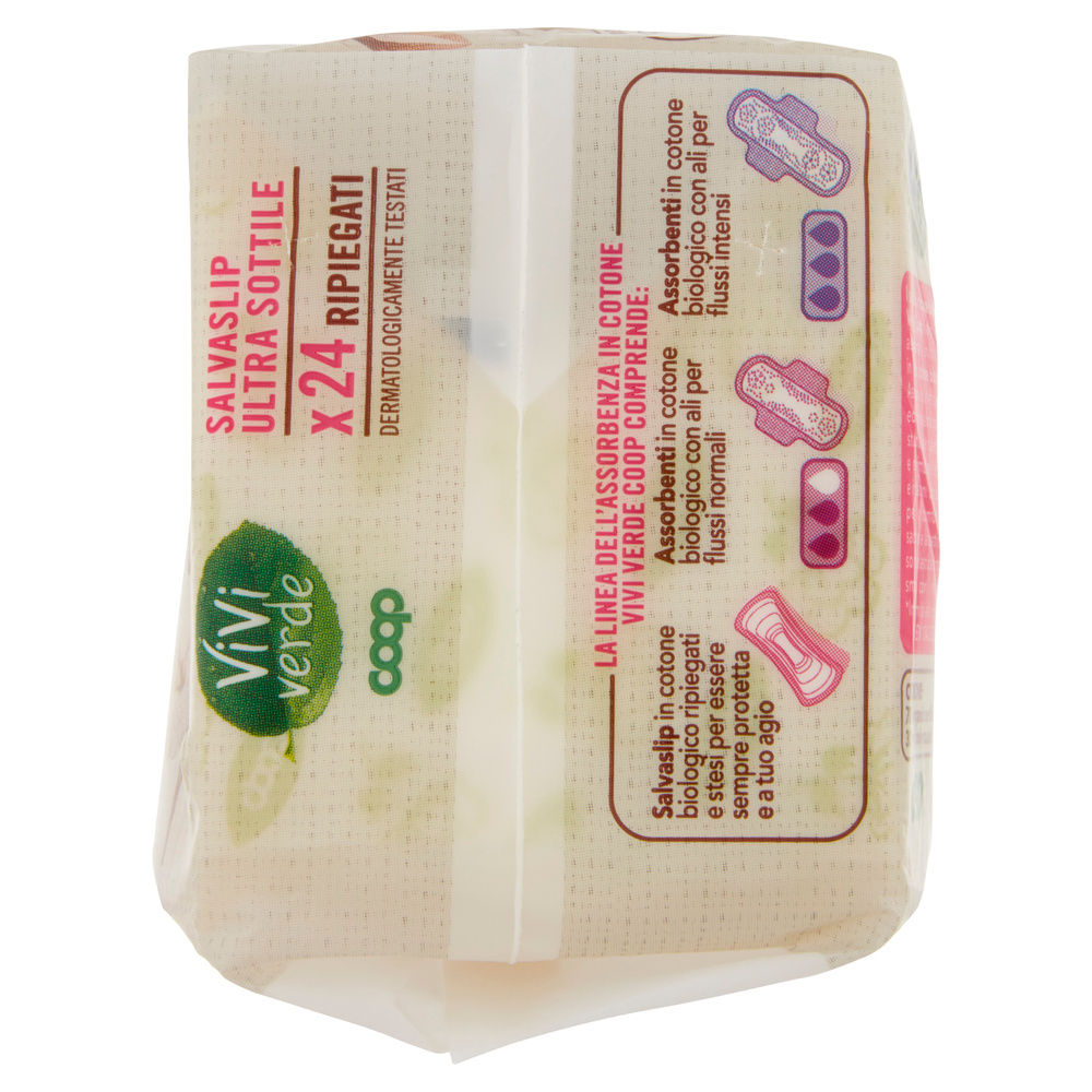 SALVASLIP ULTRA SOTTILE COTONE BIO RIPIEGATI VIVI VERDE COOP PZ.24 - 5