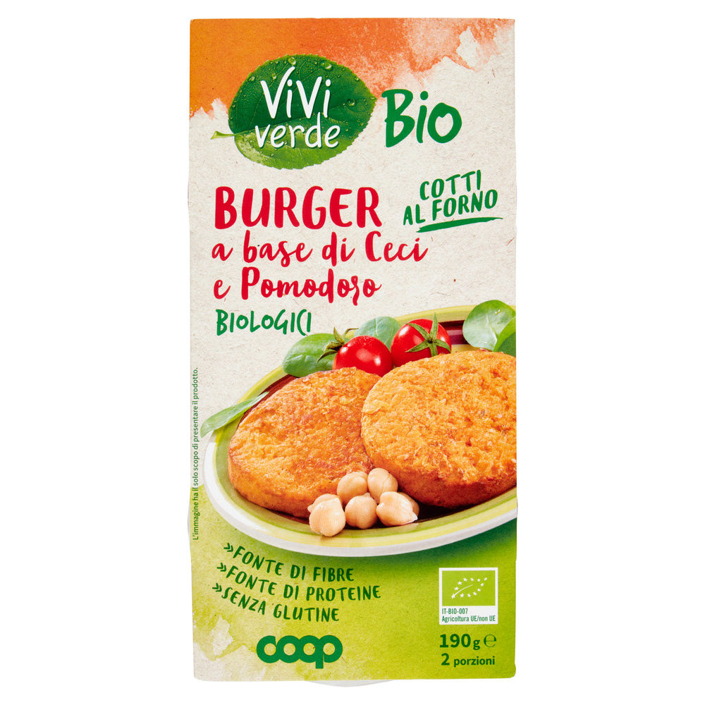 BURGER VEGETALE COTTO AL FORNO BIO CECI E POMODORI VIVIVERDE COOP G 190 - 4