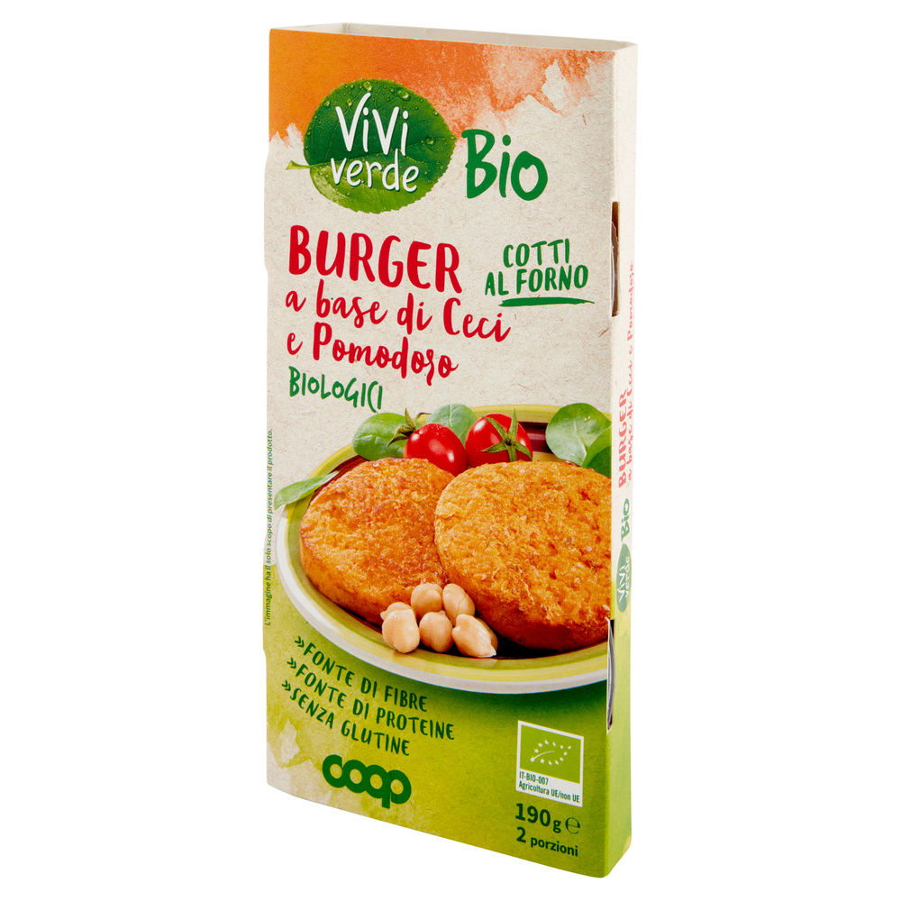 BURGER VEGETALE COTTO AL FORNO BIO CECI E POMODORI VIVIVERDE COOP G 190 - 2
