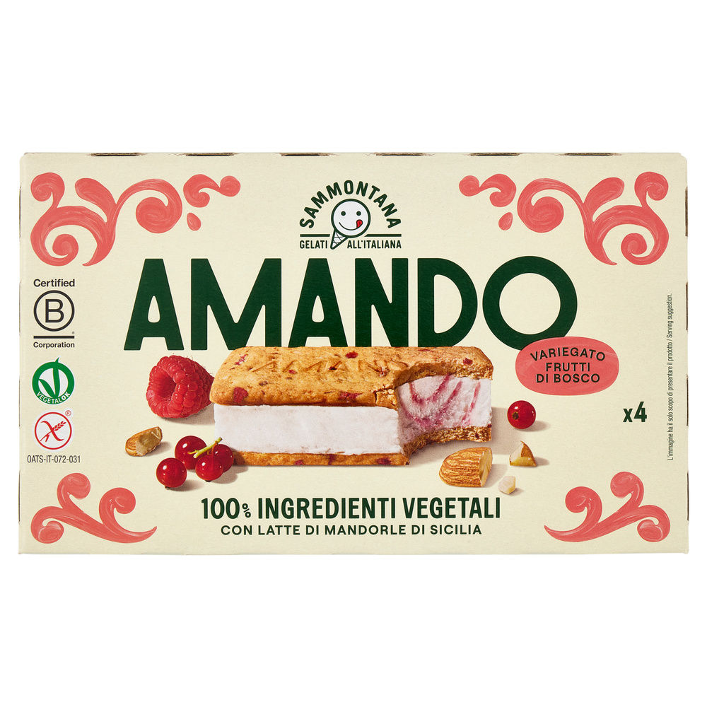 BISCOTTO AMANDO SENZA GLUTINE FRUTTI DI BOSCO SAMMONTANA SCATOLA PZ. 4 G 208 - 0