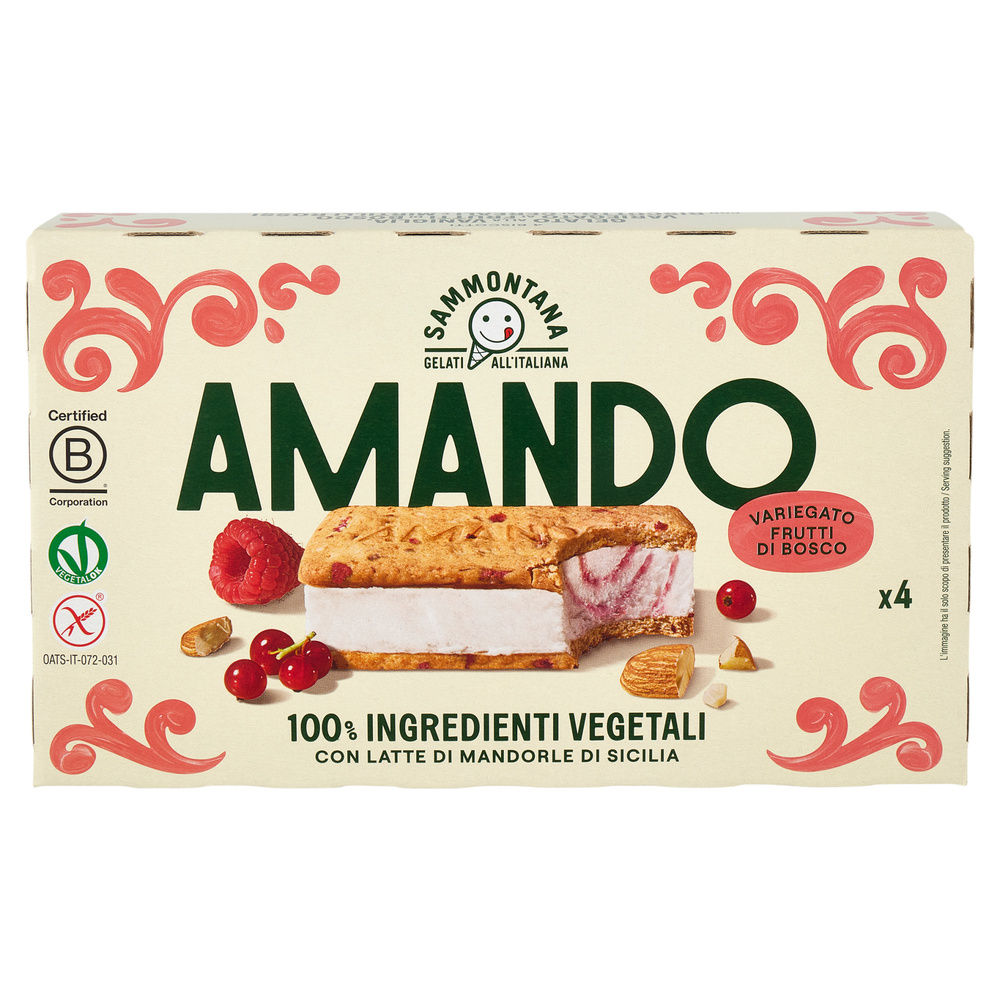 BISCOTTO AMANDO SENZA GLUTINE FRUTTI DI BOSCO SAMMONTANA SCATOLA PZ. 4 G 208 - 2