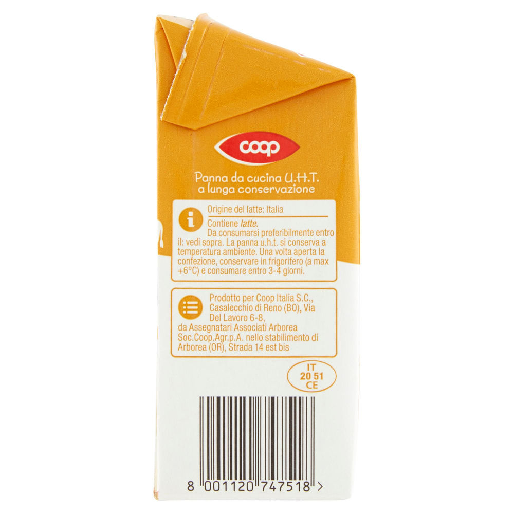 PANNA UHT DA CUCINA LATTE ITALIANO COOP T. EDGE 200 ML - 18
