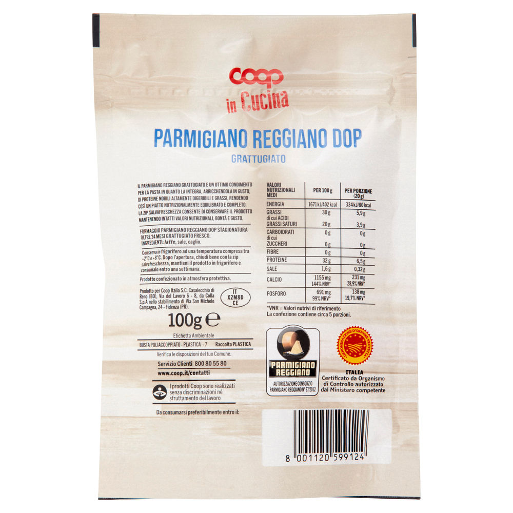 PARMIGIANO REGGIANO DOP 24 MESI GRATTUGIATO COOP G 100 - 2