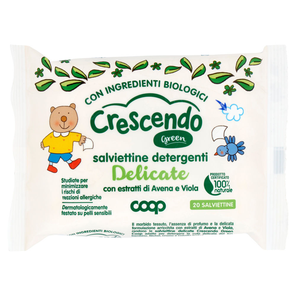 SALVIETTINE DETERGENTI DELICATE COOP CRESCENDO GREEN PZ 20 - 2