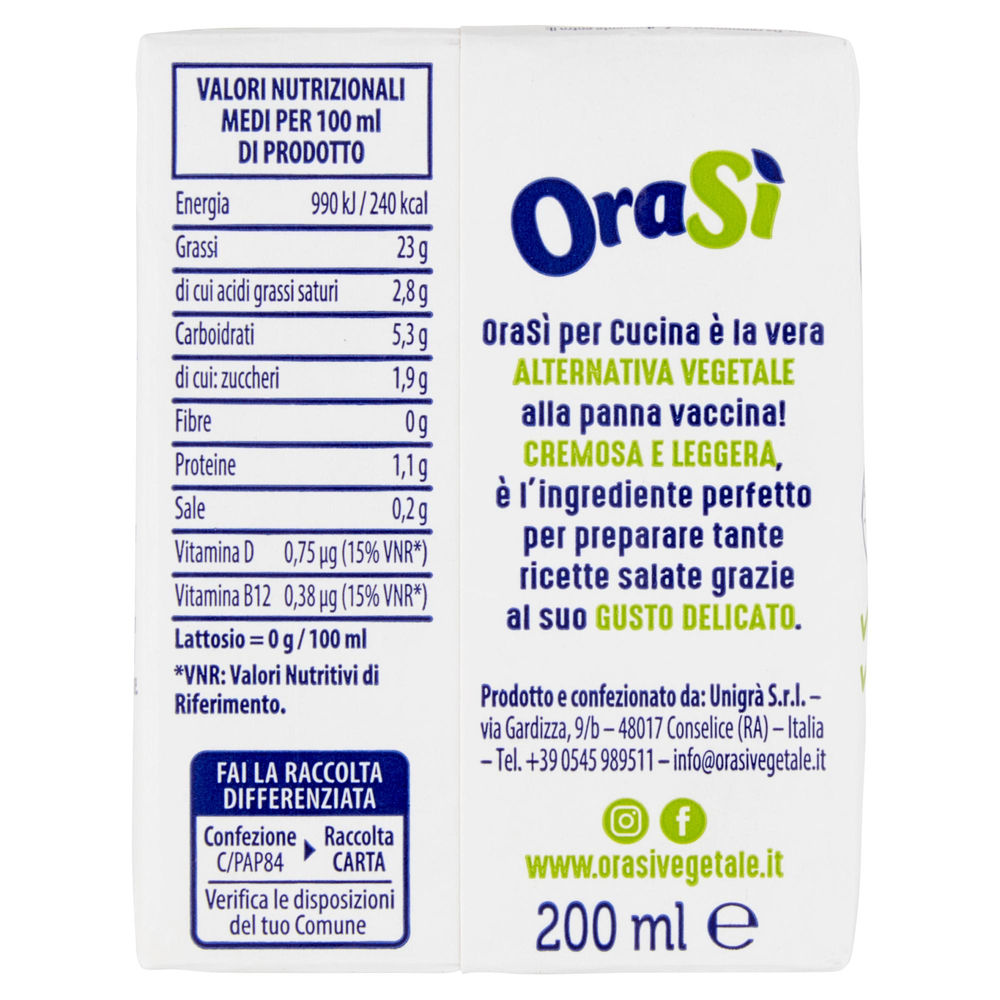 CREMA VEGETALE ALLA SOIA DA CUCINA ORASI' BRICK ML 200 - 1