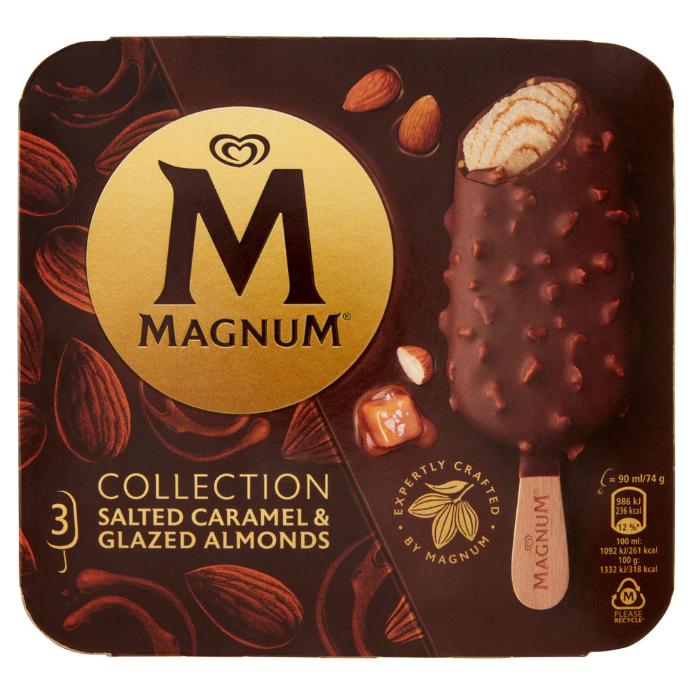 MAGNUM CARAMELLO SALATO & MANDORLE GLASSATE PZ. 3 SCATOLA G 222 - 0