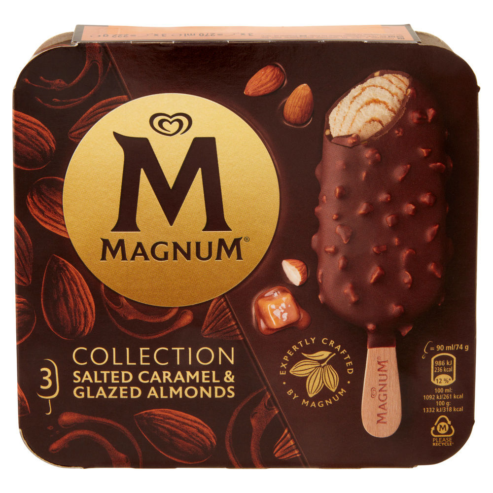 MAGNUM CARAMELLO SALATO & MANDORLE GLASSATE PZ. 3 SCATOLA G 222 - 7