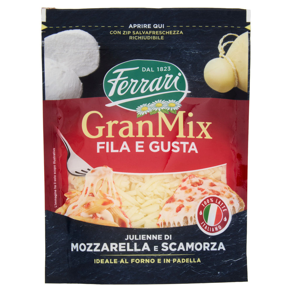 FORMAGGIO GRATTUGIATO GRANMIX MOZZARELLA/SCAMORZA BUSTA 135G - 4