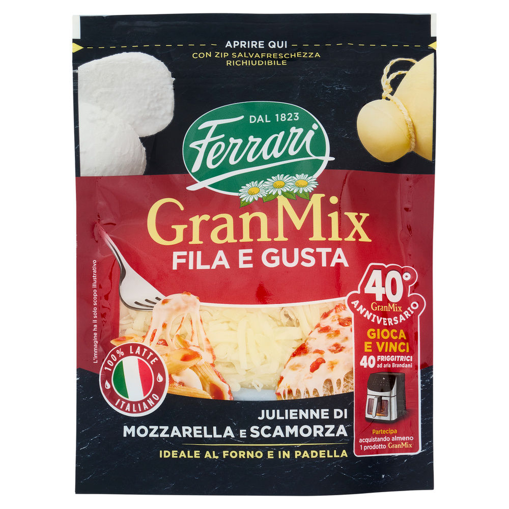 FORMAGGIO GRATTUGIATO GRANMIX MOZZARELLA/SCAMORZA BUSTA 135G - 0