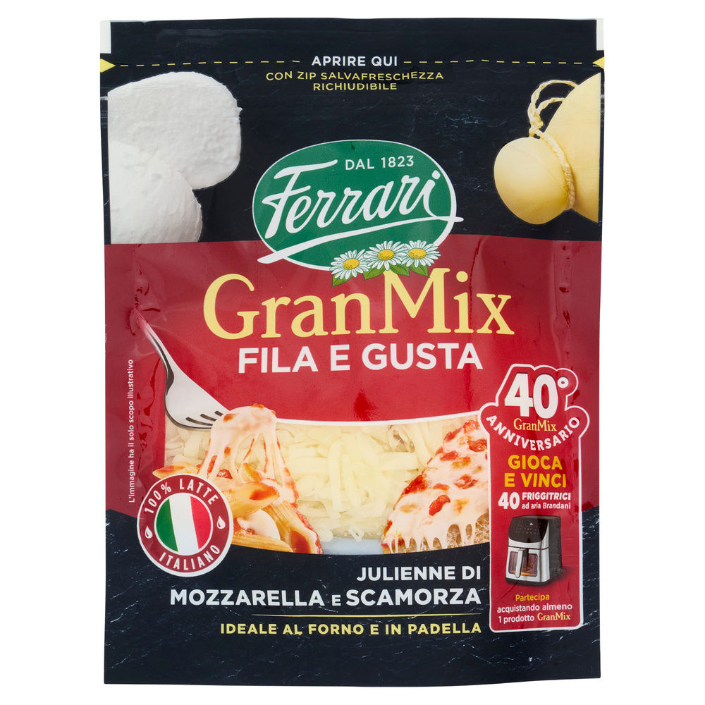FORMAGGIO GRATTUGIATO GRANMIX MOZZARELLA/SCAMORZA BUSTA 135G - 10
