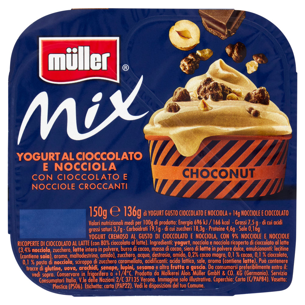 MIX CHOCONUT (YOGURT CIOCCOLATO E NOCCIOLA CON CIOCC.E NOCC.CROCC.)MULLER 150G - 0