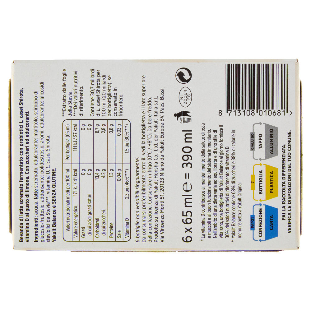BEVANDA PROBIOTICA YAKULT LIGHT 6X65 ML - 4