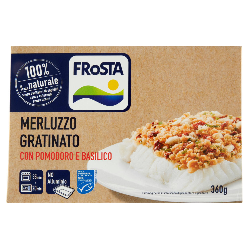 MERLUZZO GRATINATO CON POMODORO E BASILICO FROSTA SCATOLA G 360 - 0