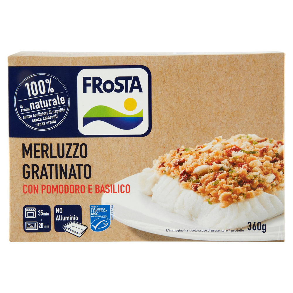 MERLUZZO GRATINATO CON POMODORO E BASILICO FROSTA SCATOLA G 360 - 2